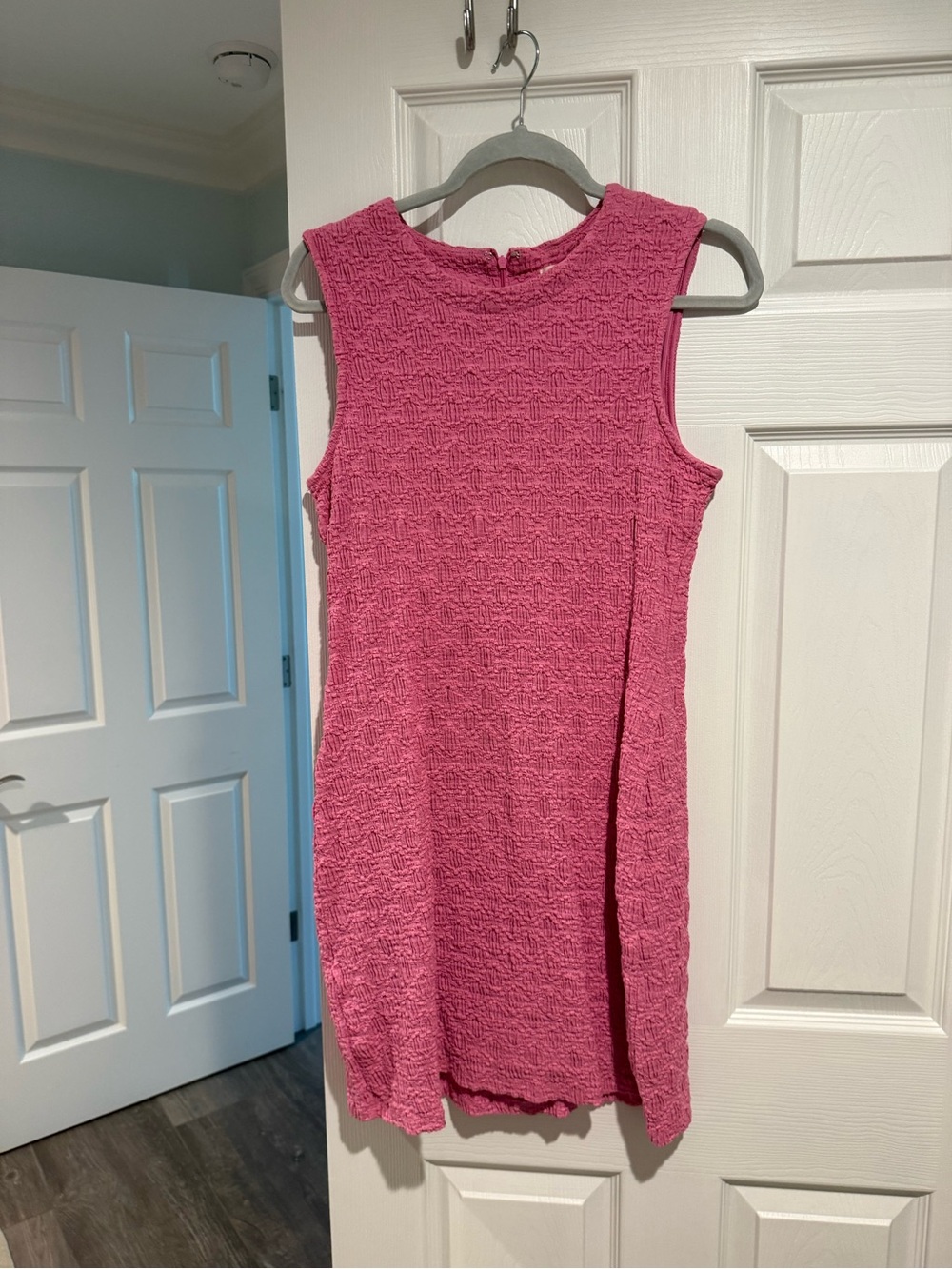 Sleeveless Textured Mini Dress in Bright Pink